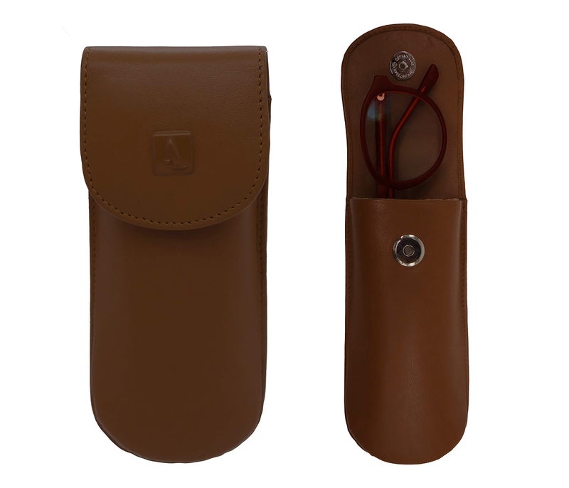 Adamis Genuine Leather Hard Shell Men And Women Spectacle Holder, Convertible To Soft And Flexible Spectacle Pouch With Removable Leather Shell. Durable For Sunglass, Reading Glasses. Size 7 x 16 cm - Image 1