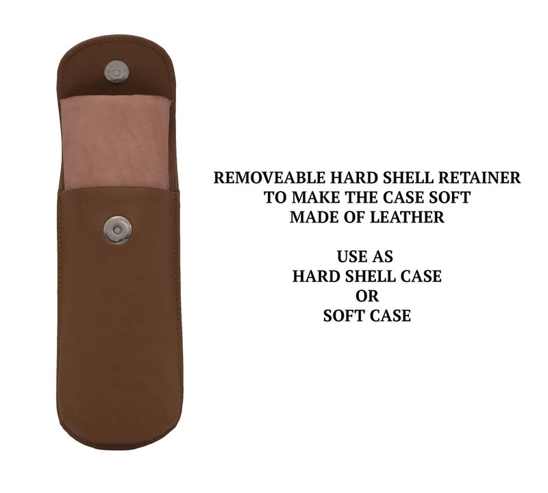 Adamis Genuine Leather Hard Shell Men And Women Spectacle Holder, Convertible To Soft And Flexible Spectacle Pouch With Removable Leather Shell. Durable For Sunglass, Reading Glasses. Size 7 x 16 cm - Image 4