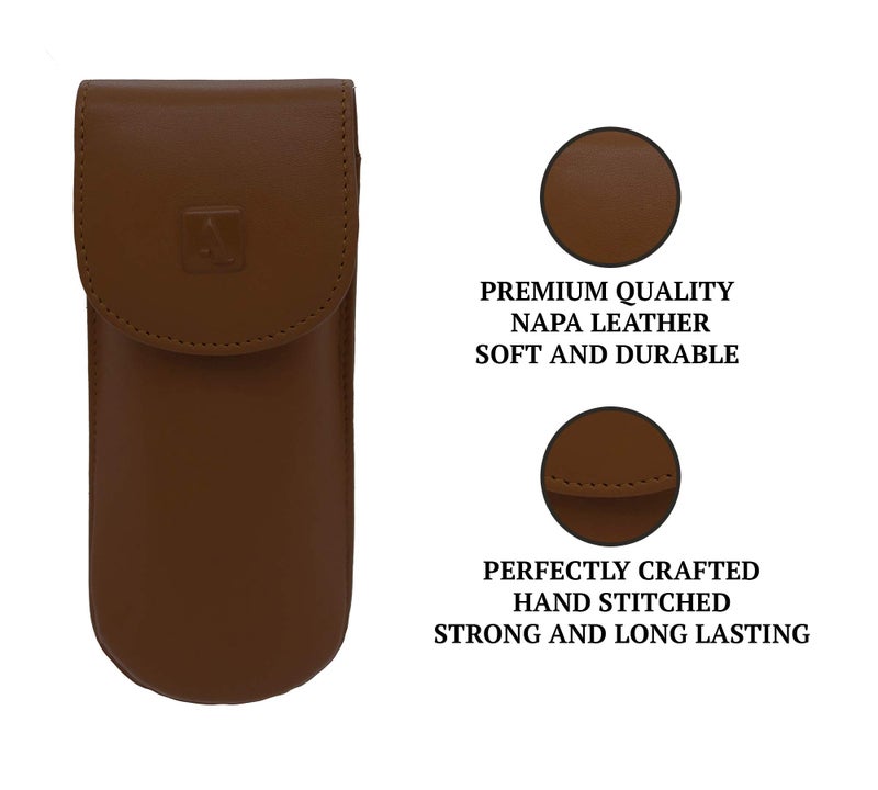 Adamis Genuine Leather Hard Shell Men And Women Spectacle Holder, Convertible To Soft And Flexible Spectacle Pouch With Removable Leather Shell. Durable For Sunglass, Reading Glasses. Size 7 x 16 cm - Image 2