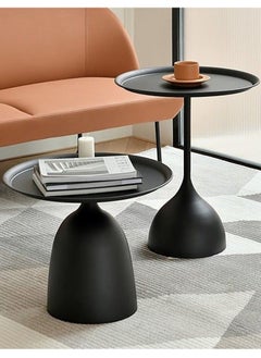 2 PCS Round Side Table Black