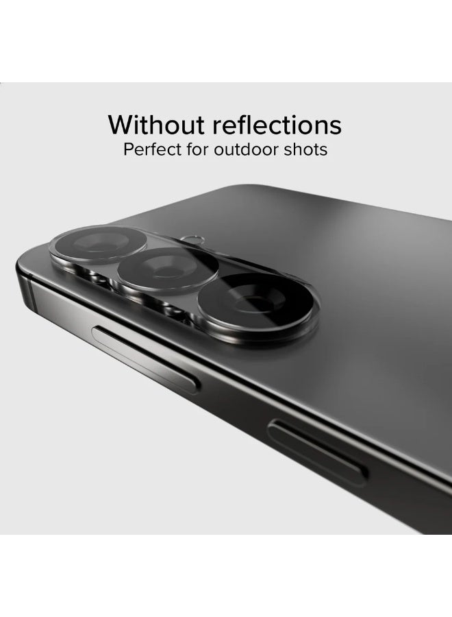 واقي عدسة الكاميرا لموبايل جالكسي اس 24 (Galaxy S24)، زجاج مقوى بدرجة صلابة 9، مضاد للخدش، مناسب للجراب، لا يؤثر على اللقطات الليلية، شفاف HD - Image 4
