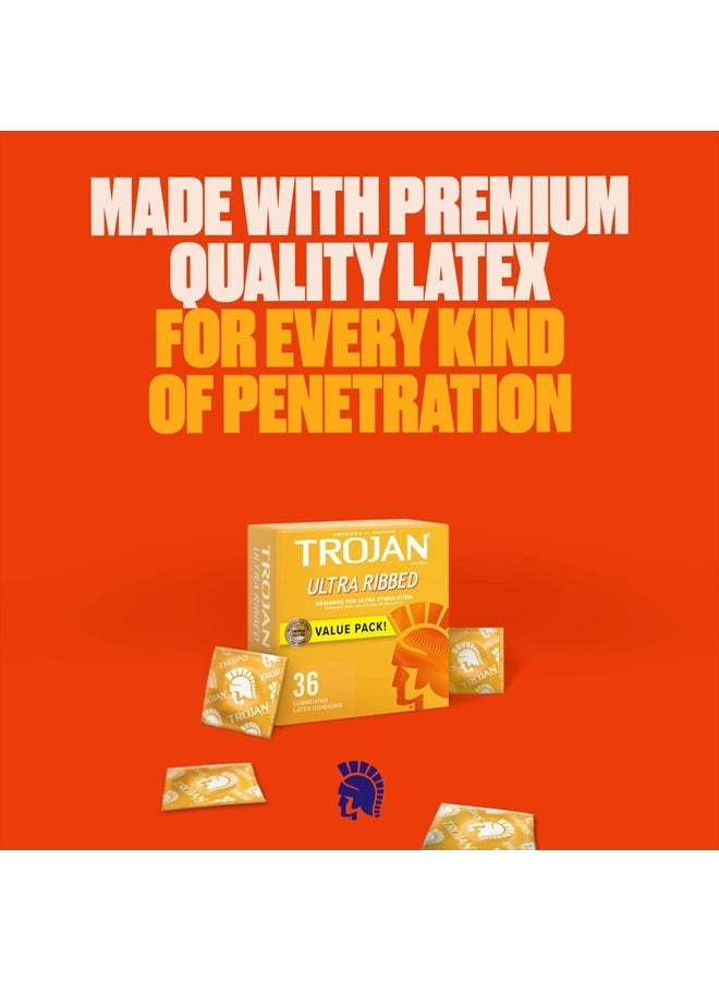 Trojan Ultra Ribbed Condoms For Ultra Stimulation, 36 Count, 1 Pack - Image 4