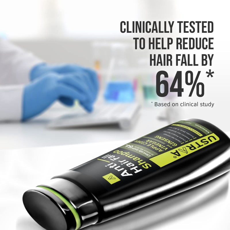 Ustraa شامبو أوسترا مضاد لتساقط الشعر 250 مل مختبر سريرياً لتقليل تساقط الشعر بنسبة 64 مختبر جلدياً مع خل التفاح يقوي الشعر ينظف فروة الرأس لمنع تساقط الشعر بدون كبريتات - Image 3