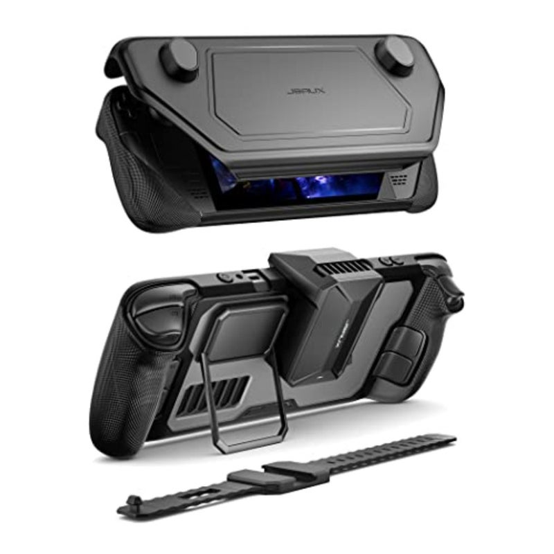 ModCase متوافق مع Steam Deck، وحالة PC0104 المعيارية مع صمام مروحة التبريد لـ Steam Deck OLED، وتشمل الملحقات حافظة واقية، وغطاء للوجه، ومروحة تبريد، ودعامة معدنية وحزام - Image 1