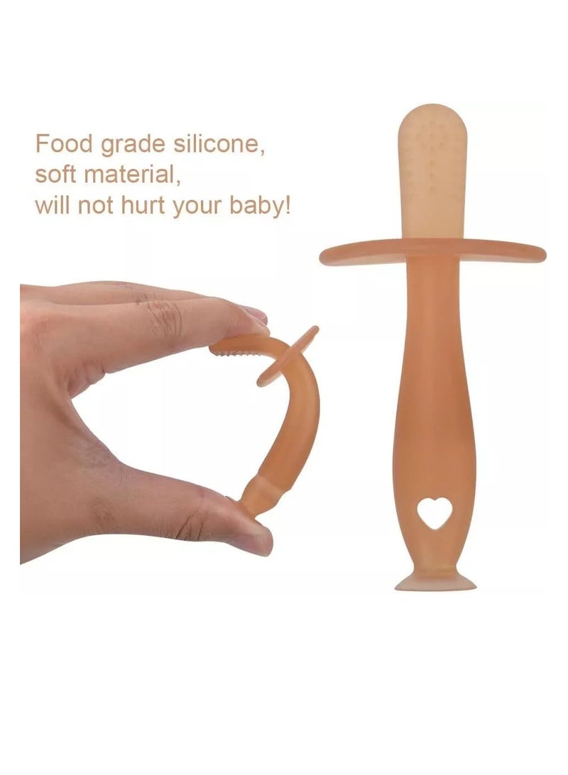 Bebiland 2PCS Teether Toy Silicone Baby Teether with Suction Cup, Baby Teething Toy with 2 Anti-Lost Chain, Teething Ring for 2 Months Above Infant Sore Gums Pain Relief (Brown)  - Image 4