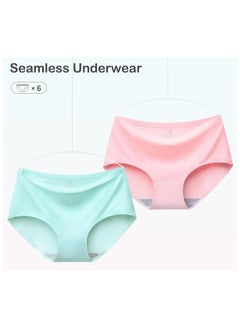 Love Bell LOVE BELL Women's 6 Pack Seamless Panty - Invisible, Soft & Smooth Fit Underwear for Ladies. (UAE/KSA, Alpha, L, Regular, Regular, Classic Plain With Flower - 6 Pcs Pack)  - Image 2