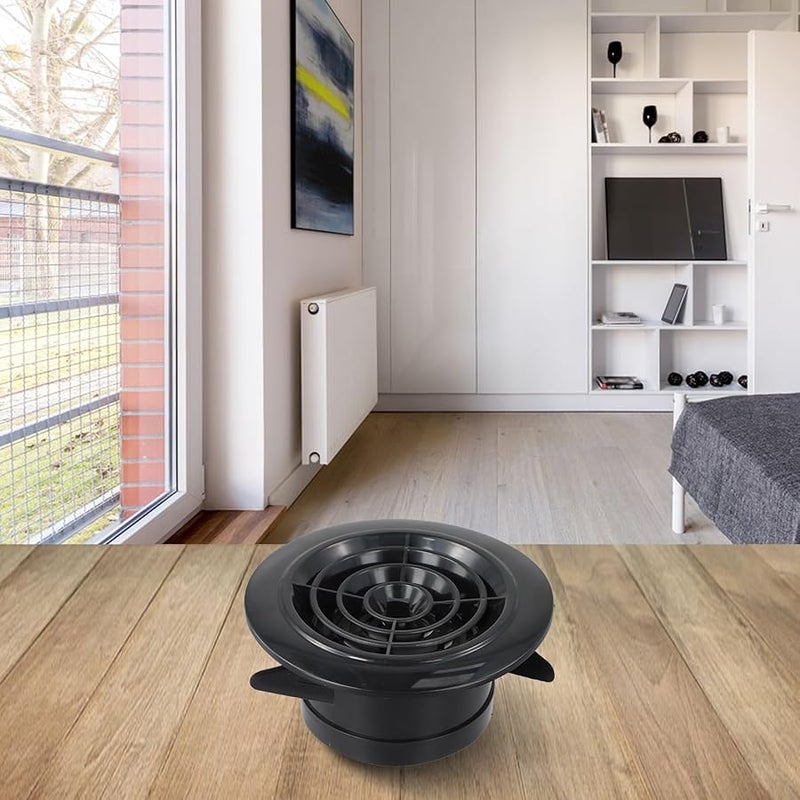 ABS Rotary Louver Vent Cover Adjustable Air Volume 75mm Black Ceiling Wall Installation - Image 2