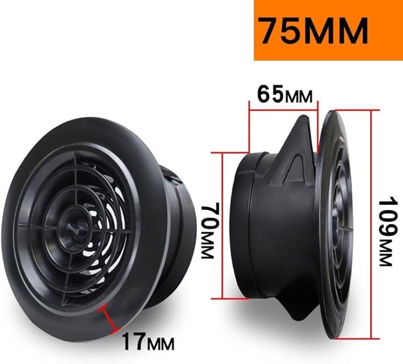 ABS Rotary Louver Vent Cover Adjustable Air Volume 75mm Black Ceiling Wall Installation - Image 3