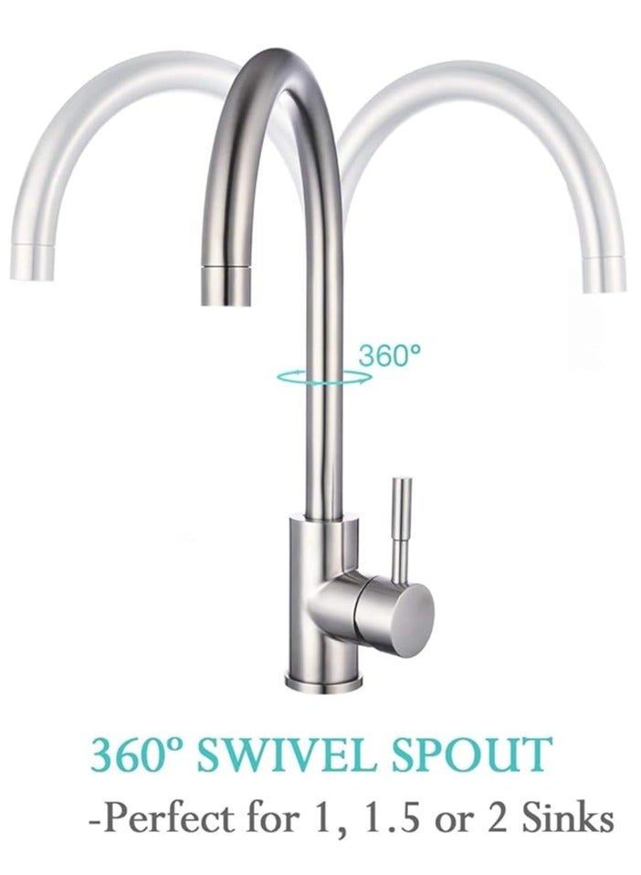 Raxoom Sink Mixer Hot and Cold Kitchen Faucet Stainless Steel Bathroom Single Lever Tap - Image 4