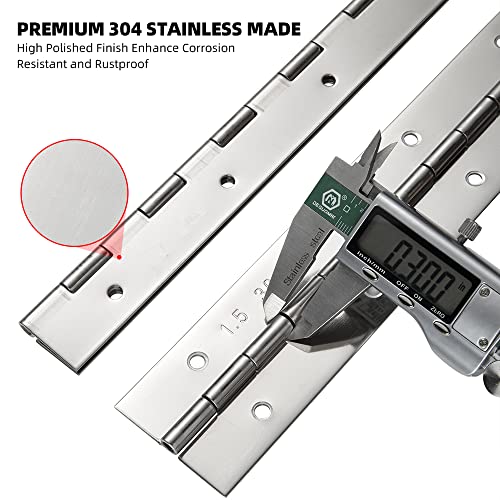 FVSEC Marine Grade 304 Stainless Steel Piano Hinge, 16.5"X2" Continuous Boat Hinge, 0.06'' Thickness Heavy Duty Polished Finish Long Hinge with Screw for Cabinet, Cabin Door, Stocker Box(2 Pack) - Image 4