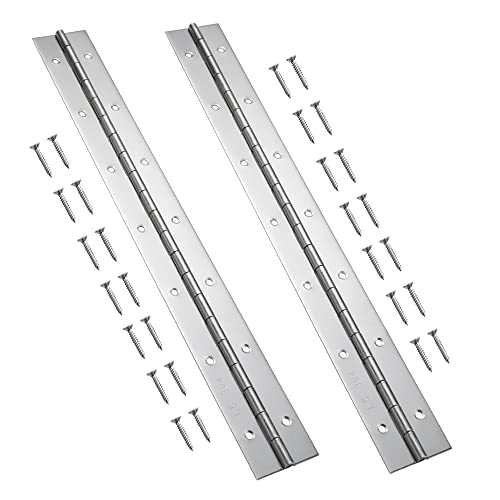 FVSEC Marine Grade 304 Stainless Steel Piano Hinge, 16.5"X2" Continuous Boat Hinge, 0.06'' Thickness Heavy Duty Polished Finish Long Hinge with Screw for Cabinet, Cabin Door, Stocker Box(2 Pack) - Image 1