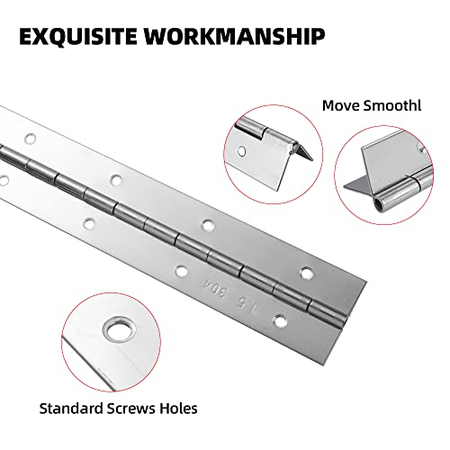 FVSEC Marine Grade 304 Stainless Steel Piano Hinge, 16.5"X2" Continuous Boat Hinge, 0.06'' Thickness Heavy Duty Polished Finish Long Hinge with Screw for Cabinet, Cabin Door, Stocker Box(2 Pack) - Image 5