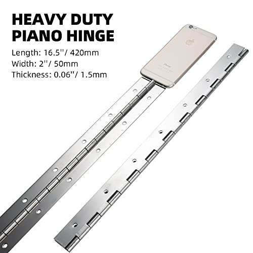 FVSEC Marine Grade 304 Stainless Steel Piano Hinge, 16.5"X2" Continuous Boat Hinge, 0.06'' Thickness Heavy Duty Polished Finish Long Hinge with Screw for Cabinet, Cabin Door, Stocker Box(2 Pack) - Image 3