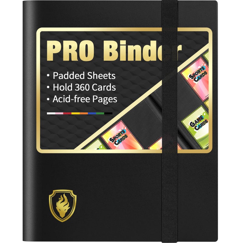 Fabmaker Heavy Duty Card Binder, Fabmaker 9 Pocket Trading Card Binder Holds 360 Cards, Sleek Side-Loading Card Album, Sturdy Card Collection Folder for Game Cards, Sport Cards, Black - Image 1