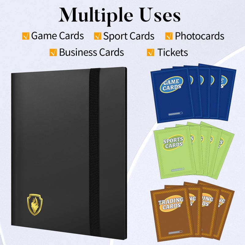 Fabmaker Heavy Duty Card Binder, Fabmaker 9 Pocket Trading Card Binder Holds 360 Cards, Sleek Side-Loading Card Album, Sturdy Card Collection Folder for Game Cards, Sport Cards, Black - Image 3