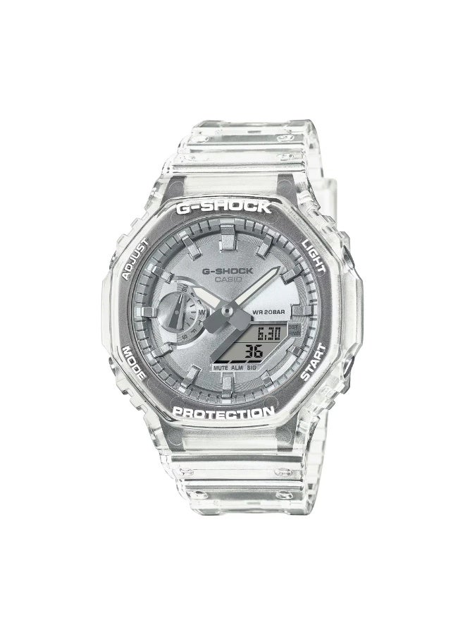 G-SHOCK ساعة أنالوج-ديجيتال GA-2100BM-7A8DR، 45.4 مم قرص فضي، علبة وحزام من راتنج كربوني، مقاومة للصدمات، 200 م مقاومة للماء - Image 2