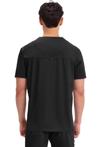 Cherokee Men's V-Neck Scrub Top with Mesh Yoke and Side Panels for Extra Breathability WW603, XS, Black - Image 5