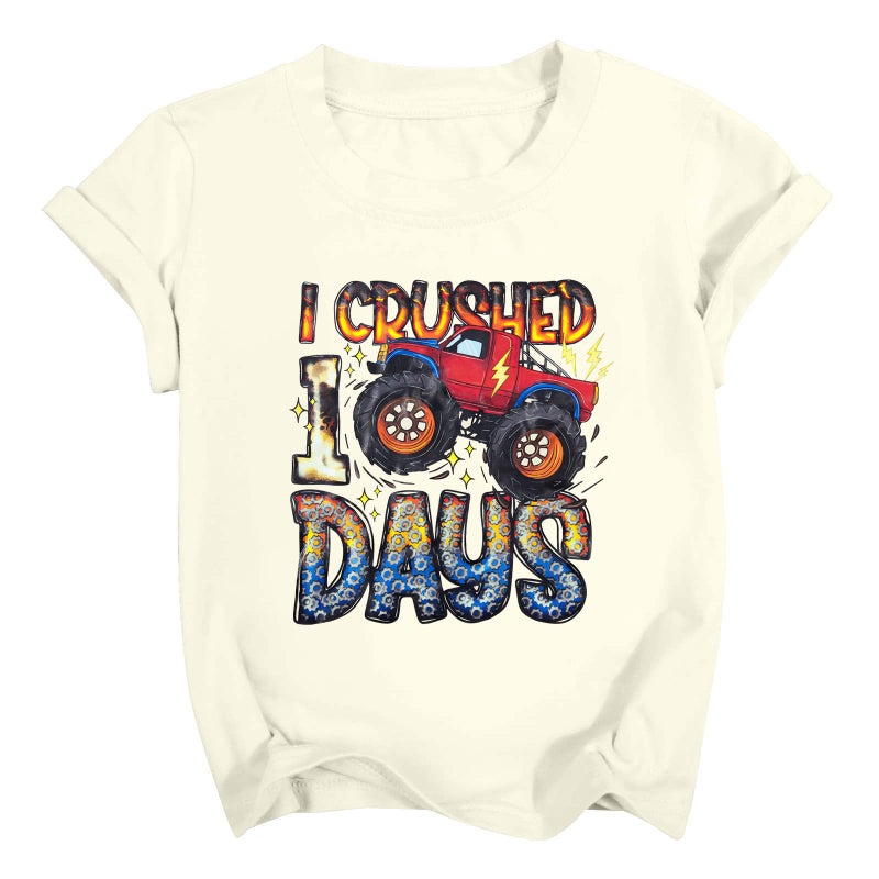 LUKYCILD Kids 100 Days of School Shirt Girl 100th Day of School Tshirt Toddler Funny Graphic Tee Top Apricot - Image 1