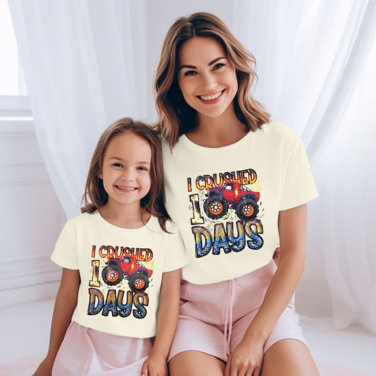 LUKYCILD Kids 100 Days of School Shirt Girl 100th Day of School Tshirt Toddler Funny Graphic Tee Top Apricot - Image 4