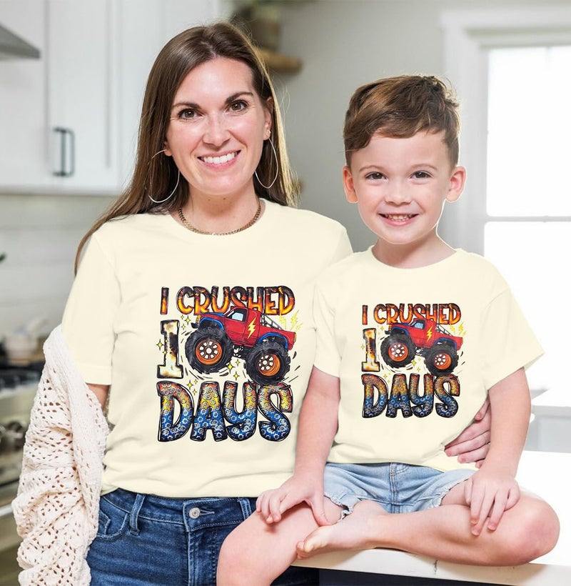 LUKYCILD Kids 100 Days of School Shirt Girl 100th Day of School Tshirt Toddler Funny Graphic Tee Top Apricot - Image 5