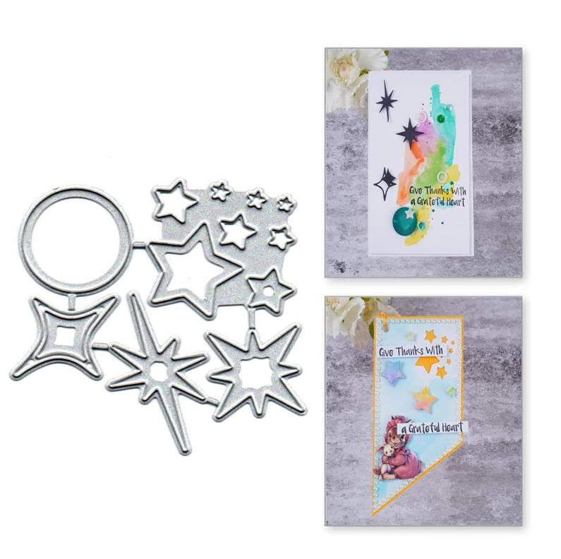 CoolifWang Night Sky Stars Moon Cutting Die Cuts DIY Crafts Template Night Sky Stars Moon Scrapbook Cards Cutting Dies Cut Stencils for DIY Embossing Card Making Decorative Paper Dies Scrapbooking