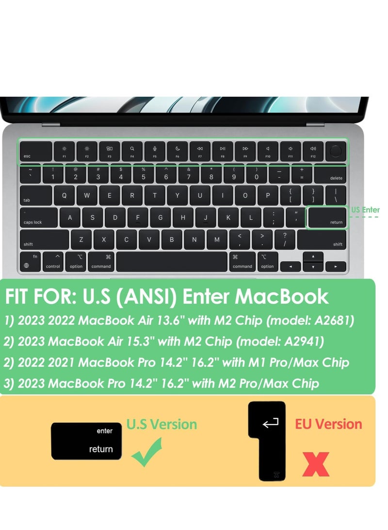 Keyboard Cover Skin for MacBook Air 13.6 inch 15 inch 2023 2022 M2 Chip A2681 A2941 Ultra Keyboard Protector U.S Enter for 2022 2023 MacBook Air 13.6'' 15'' M2 Accessory Black - Image 2