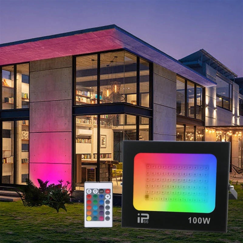 RGB And Cold Light 100W IP66 Waterproof Outdoor Flood Light Wall Lamp Landscape Lighting - Image 3