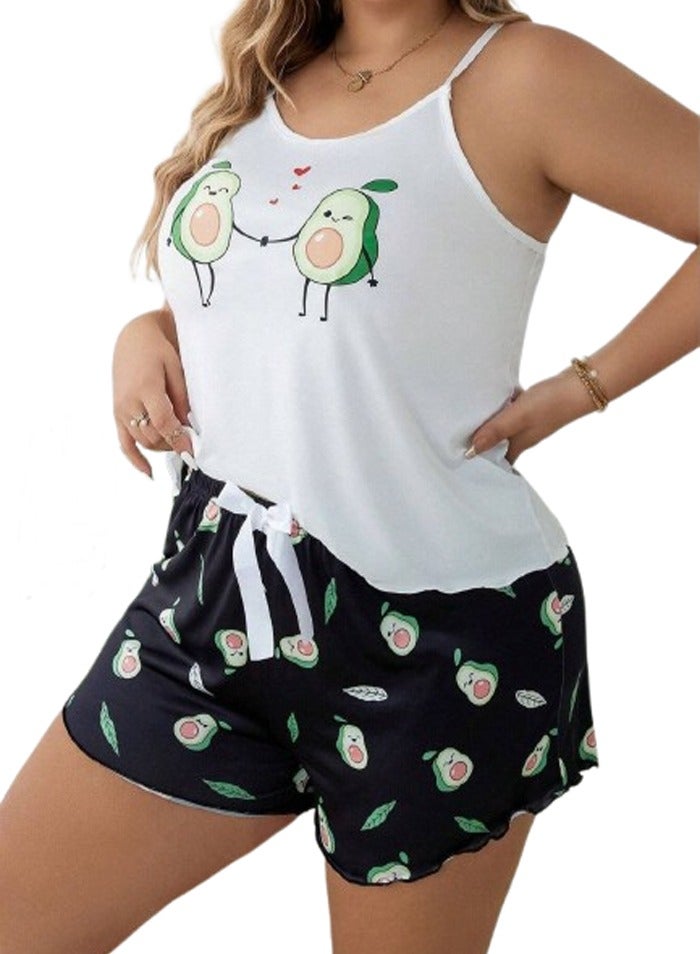 Custom-fit pajama shorts set - Apple print - Image 4