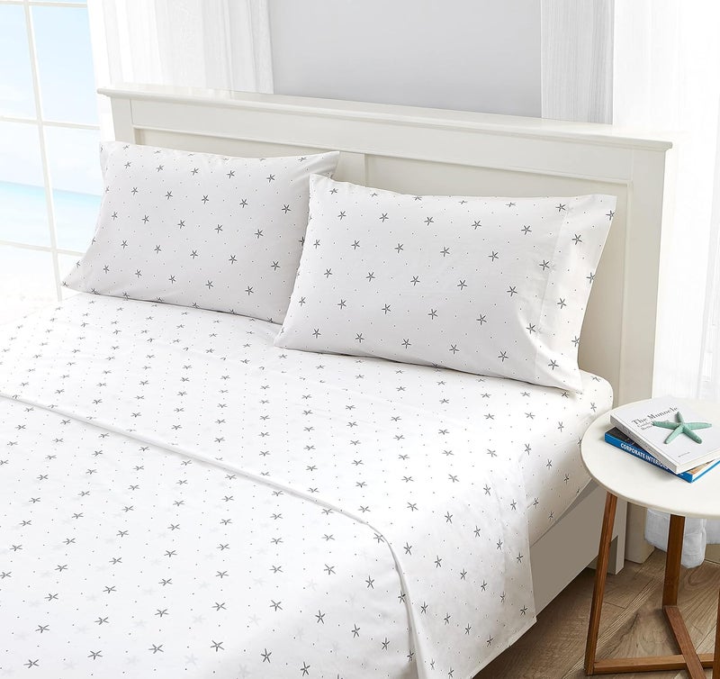 - Percale Collection - Bed Sheet Set - 100% Cotton, Crisp & Cool, Lightweight & Moisture-Wicking Bedding, Twin, Star Spangled Coastal - Image 3