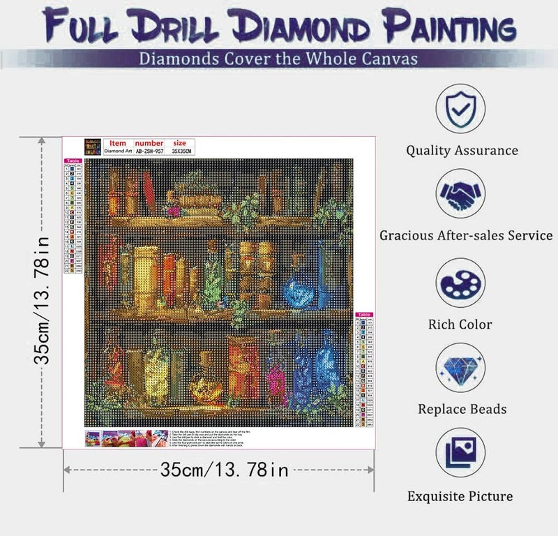 AIBOERL Diamond Painting Kits for Adults -Books DIY 5D Diamond Art Kits Full Drill Diamond Dots Paintings with Diamonds Gem Art and Crafts Home Decor ã€13.78x13.78inchã€‘ - Image 4