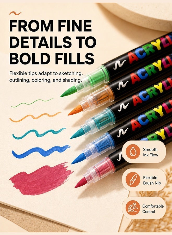 GuangNa 48-Color Acrylic Brush Marker Set with Rich Shades for Creative Projects - Image 3
