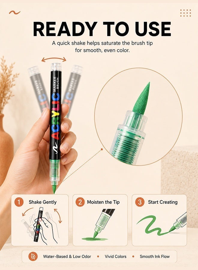 GuangNa 48-Color Acrylic Brush Marker Set with Rich Shades for Creative Projects - Image 5