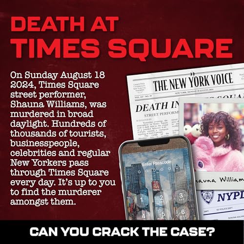 Lucky Egg MMC Death at Times Square Thrilling Murder Mystery Games for Adults in New York City 40 Evidence Pieces 150 Min Gameplay 35 Difficulty Cold Case Files Game for 110 Players - Image 5