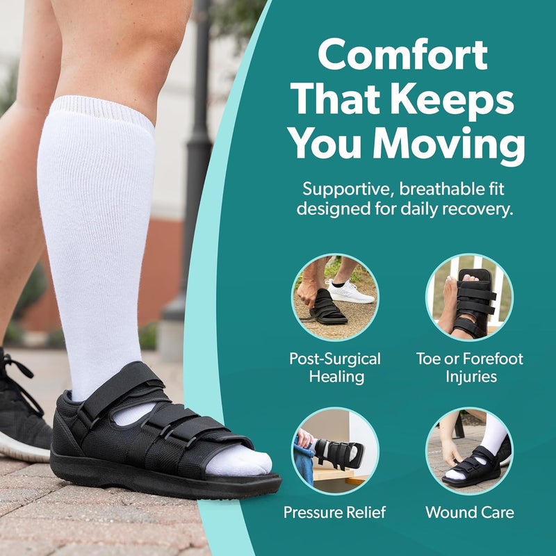 BraceAbility Post Op Shoe Foot Brace  Orthopedic Surgical Cast Shoe for Broken Toes Injured Foot Protection Stress Fracture Recovery Medical Boot for Women S  Female - Image 3