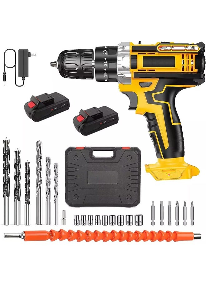DEWALT 21V600W high power electric drill tool set dual speed lithium battery with two batteries and charger 24 accessories set suitable for home repair furniture car installation  - Image 1