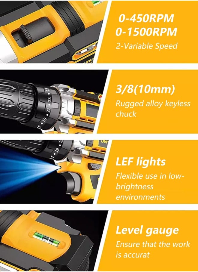 DEWALT 21V600W high power electric drill tool set dual speed lithium battery with two batteries and charger 24 accessories set suitable for home repair furniture car installation  - Image 3