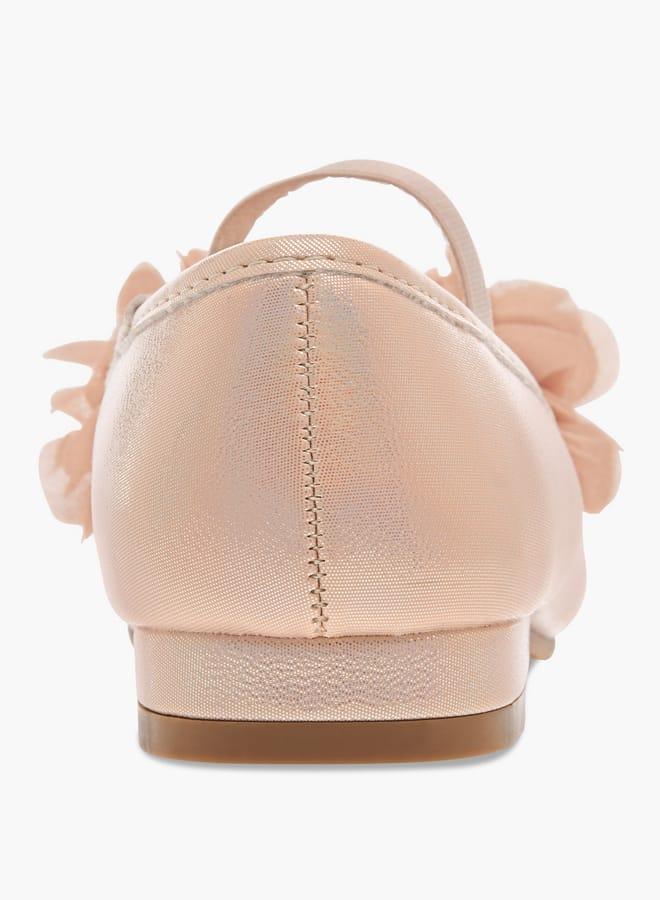 Flora Bella By Shoexpress Girls Flower Applique Ballerina Shoes with Elasticated Strap Ramadan Collection - Image 5