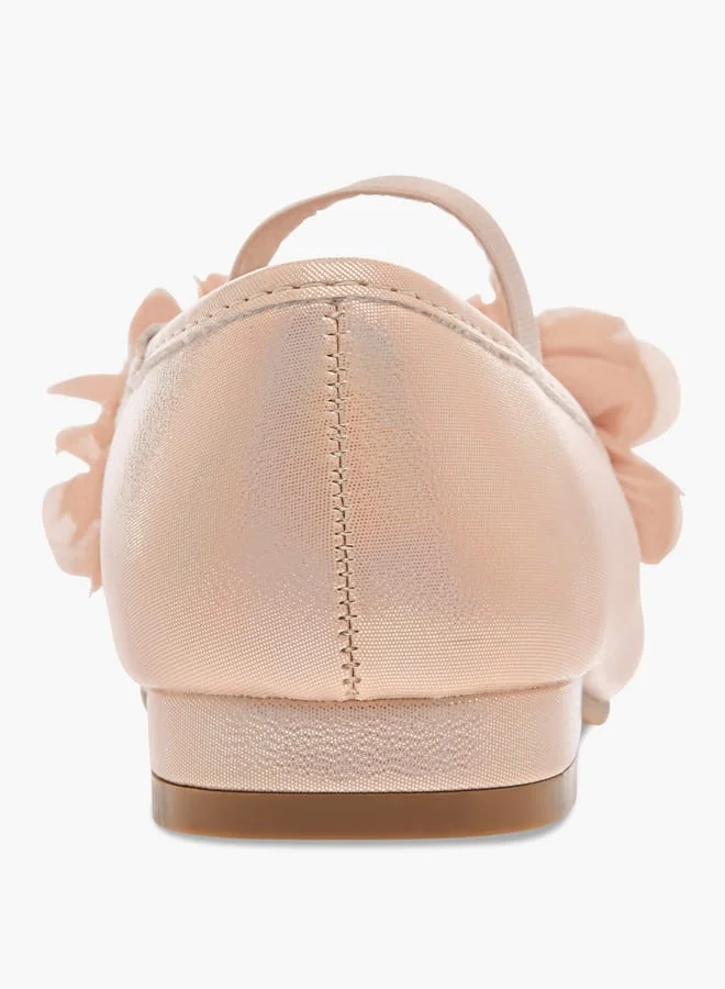 Flora Bella By Shoexpress Girls Flower Applique Ballerina Shoes with Elasticated Strap
