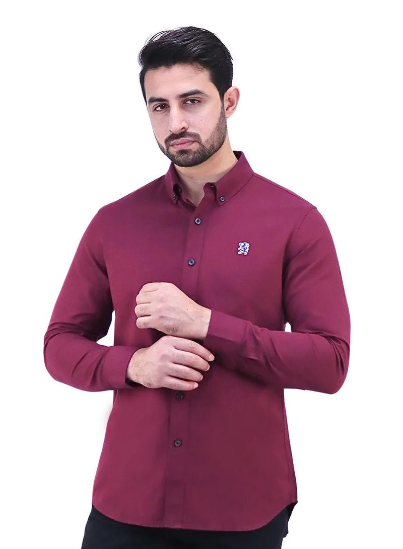 GIORDANO Men's Cotton Oxford Full Opening Long Sleeve Slim Fit Shirt