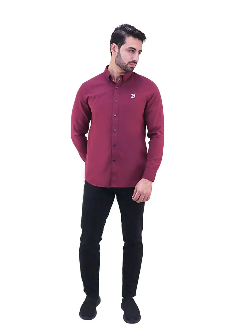 GIORDANO Men's Cotton Oxford Full Opening Long Sleeve Slim Fit Shirt