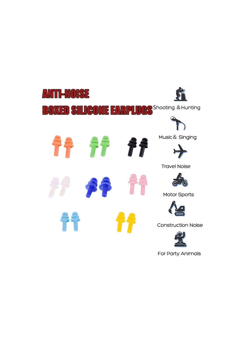 GGOOT 1/5 pcs silicone ear plugs, reusable noise proof boxes for sleep travel (8 colours).  - Image 2
