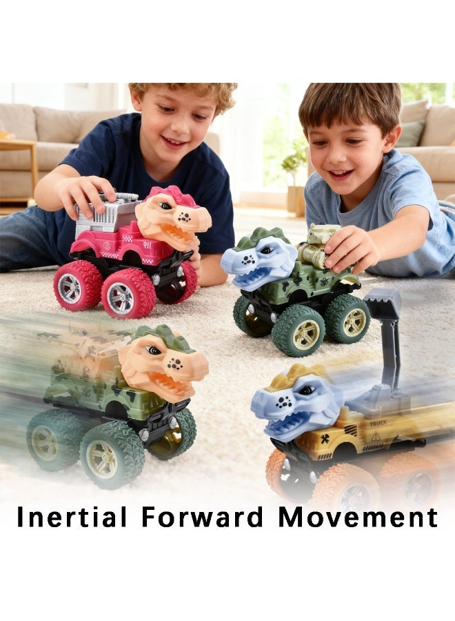 ACYYH Dinosaur Monster Trucks Toy Set, Pull Back Vehicles with Inertial Forward Movement, 4 Pack Colorful T-Rex Head Cars for Kids, 9x8x11cm - Image 3