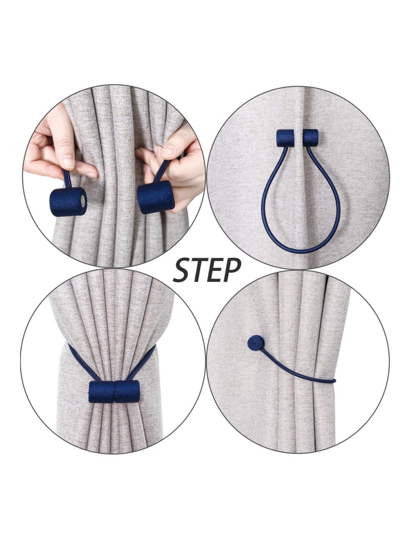 SYOSI Magnetic Curtain Tiebacks Clips, Blue 4Pcs Curtain Holdbacks, Decorrative Drapery Rope Tie Backs, for Home Office Decorative Blackout Sheer Twist Curtain Window Decor - Image 3