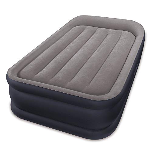 Intex Polyester Dura-Beam Standard Series Deluxe Pillow Rest Raised Airbed with Soft Flocked Top for Comfort Built-in Pillow and Electric Pump Twin, Black - Image 1