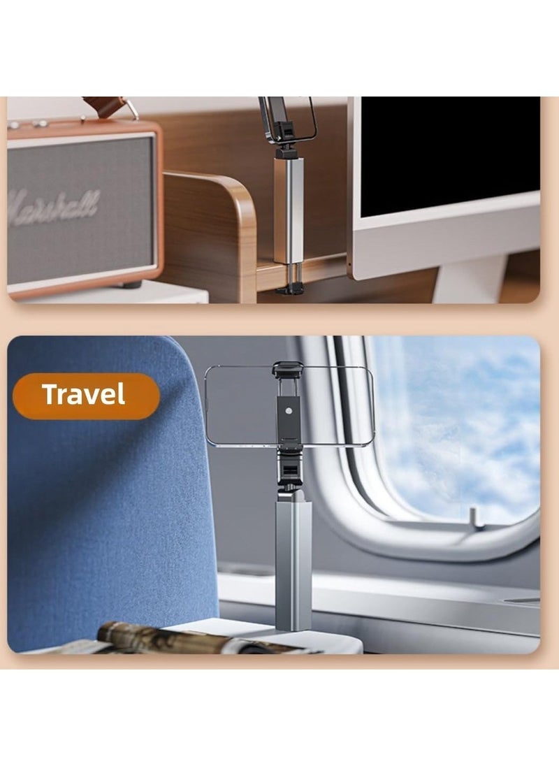 ELTRAZONE Universal Airplane Phone Holder – Foldable Portable Travel Stand with Magic Clamp for Desk & Movies, Compact & Travel-Friendly Design, Compatible with iPhone, Samsung & More (Grey)  - Image 5