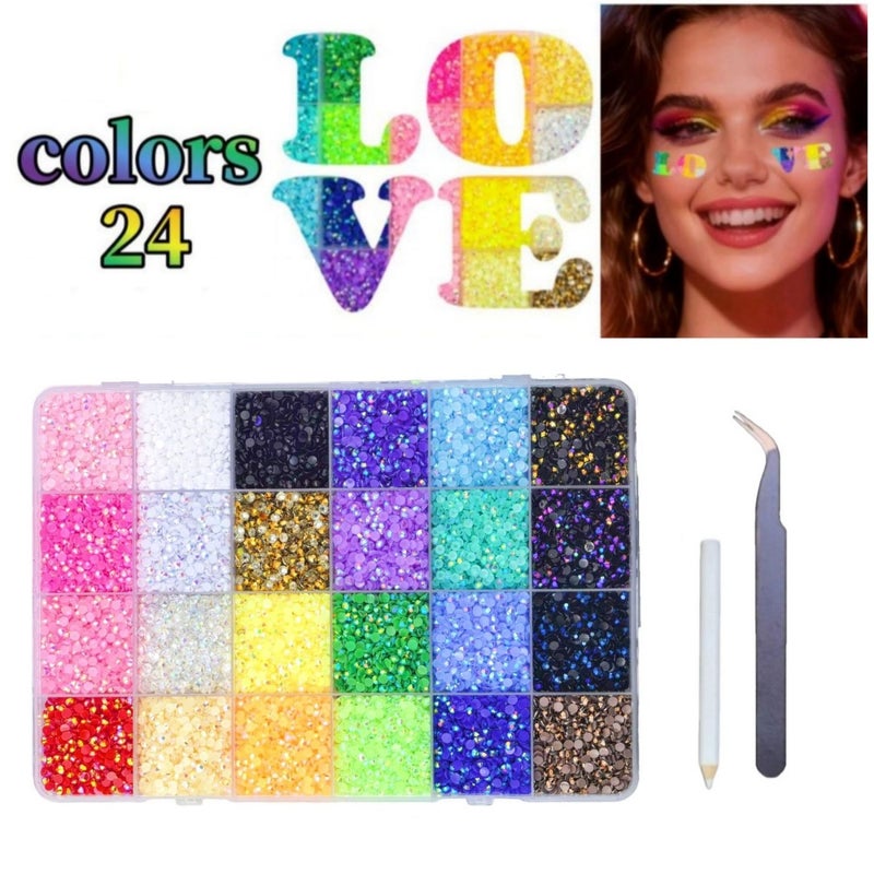 24 Colors Resin Jelly Rhinestones for Bedazzling, 3mm 24000 Pcs with 3 Glues - Image 1