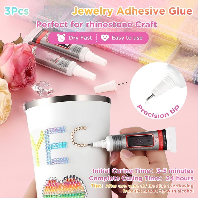 24 Colors Resin Jelly Rhinestones for Bedazzling, 3mm 24000 Pcs with 3 Glues - Image 4