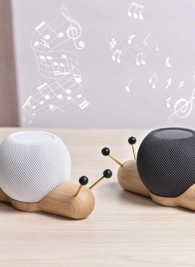 SYOSI Speaker Stand for Apple Home Pod Mini Speaker, Non-slip Wood Snail Desk Stand Specially Designed for Apple Home Pod Mini, Cute Looking for Home Office Desktop Decoration - Image 4