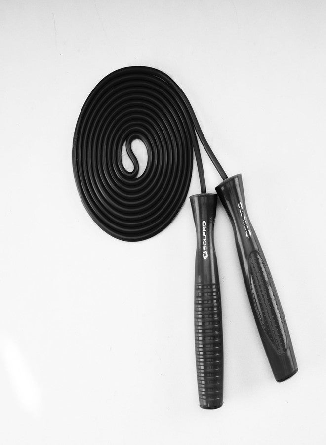 Solpro Ascend Adjustable Jump Rope Skipping Rope for men, women, kids, athletes | Unisex, Tangle-Free, Non-Slip, Durable | Ideal for fitness, cardio, agility & gym workouts. (Black) - Image 1