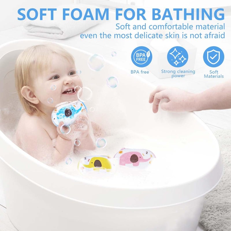 OBTANIM Baby Bath Sponge Soft Foam Scrubber Natural Sponge for Bathing, Shower Scrubber Body Sponge for Kids/Babies/Men/Women, Set of 3 - Image 4